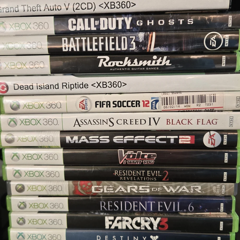 Xbox 360 Black Gaming Console with Controllers and Games